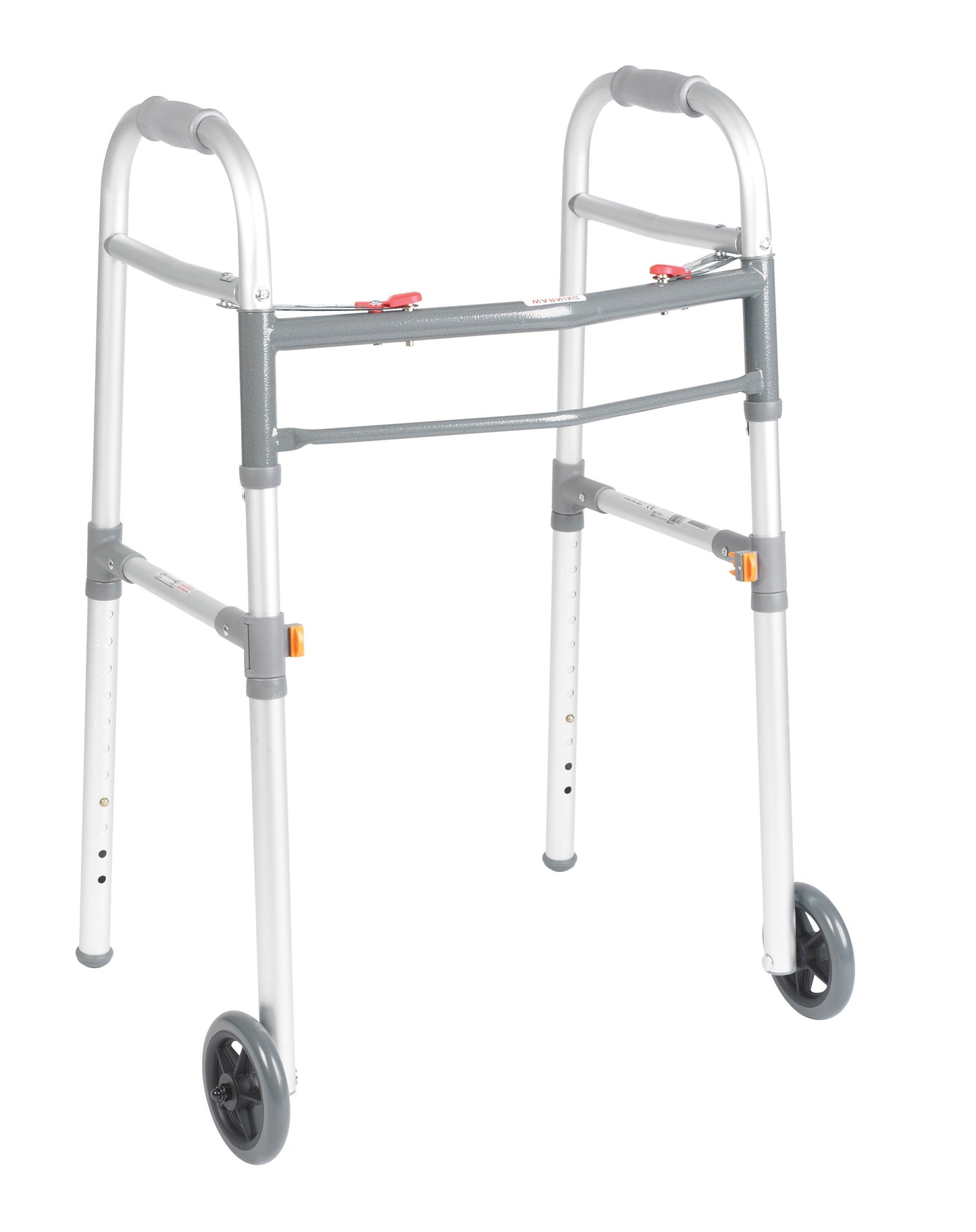 Two Button Folding Universal Walker with 5" Wheels