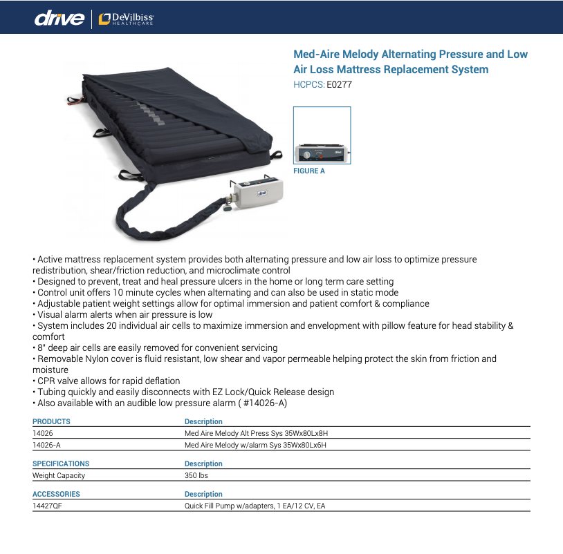 Standard Alternating Pressure and Low Air Loss Mattress APM